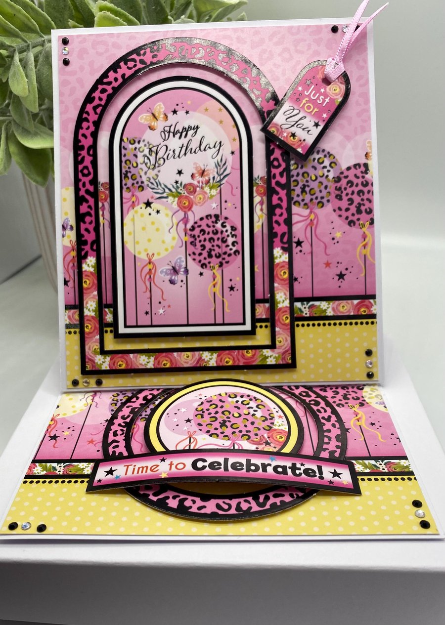 Personalised fun boxed birthday easel card