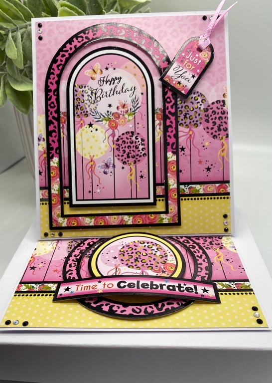 Personalised fun boxed birthday easel card