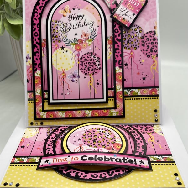 Personalised fun boxed birthday easel card