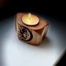 Wooden tea light candle holder