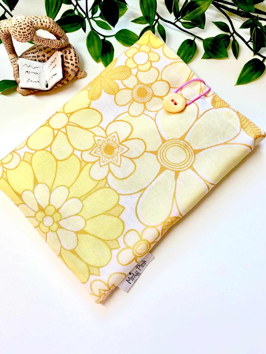 Handmade Vintage Fabric lemon Retro Floral Kindle Sleeve, E-reader pouch