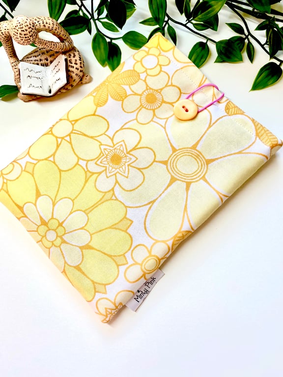 Handmade Vintage Fabric lemon Retro Floral Kindle Sleeve, E-reader pouch