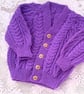 Unisex Cable and Arrow Patterned V Neck Cardigan, Custom Make, Aran Cardigan - Image 7