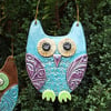 Ceramic owl hanging decoration