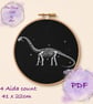 Diplodocus fossil counted cross stitch pattern