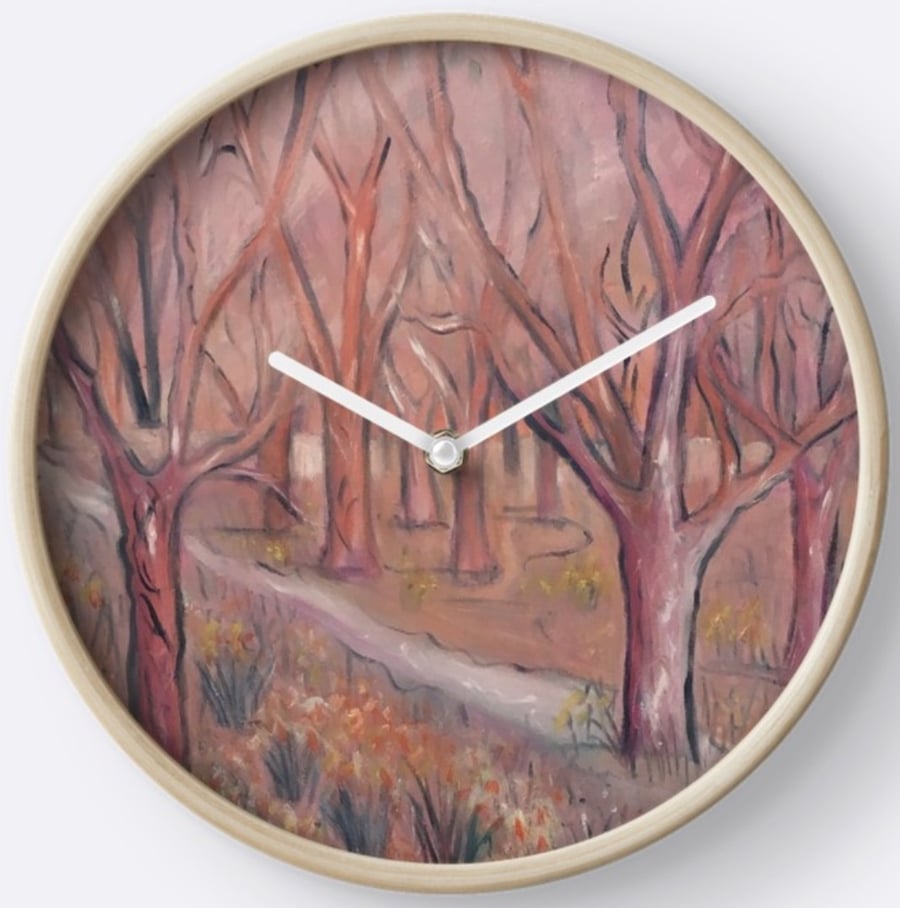 Beautiful Wall Clock Featuring The Painting ‘Shades Of Pink In The Wild Garden’