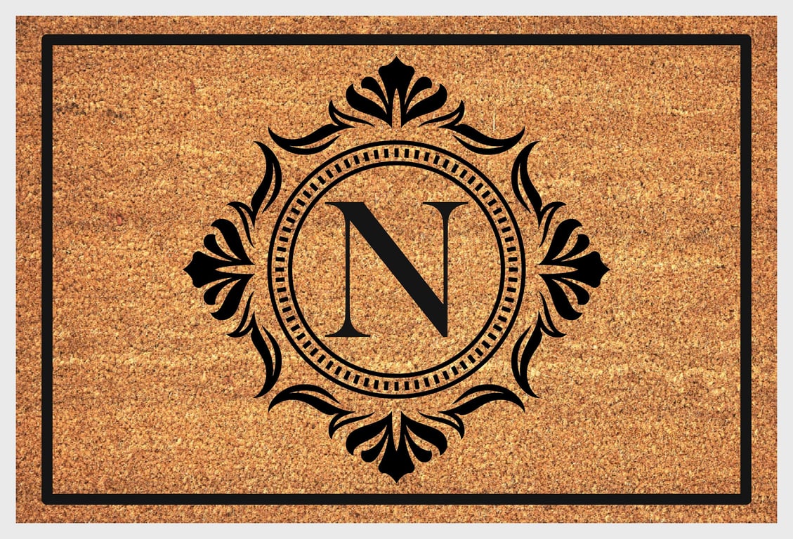 N Letter Door Mat - Monogram Letter N Welcome Mat - 3 Sizes