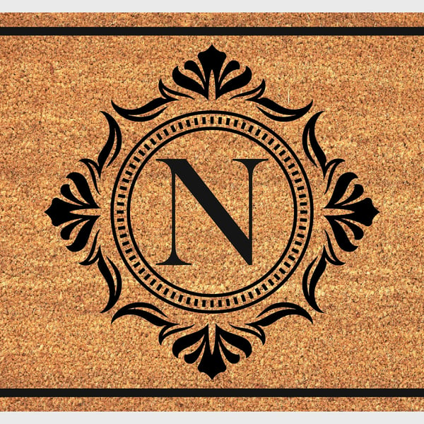 N Letter Door Mat - Monogram Letter N Welcome Mat - 3 Sizes