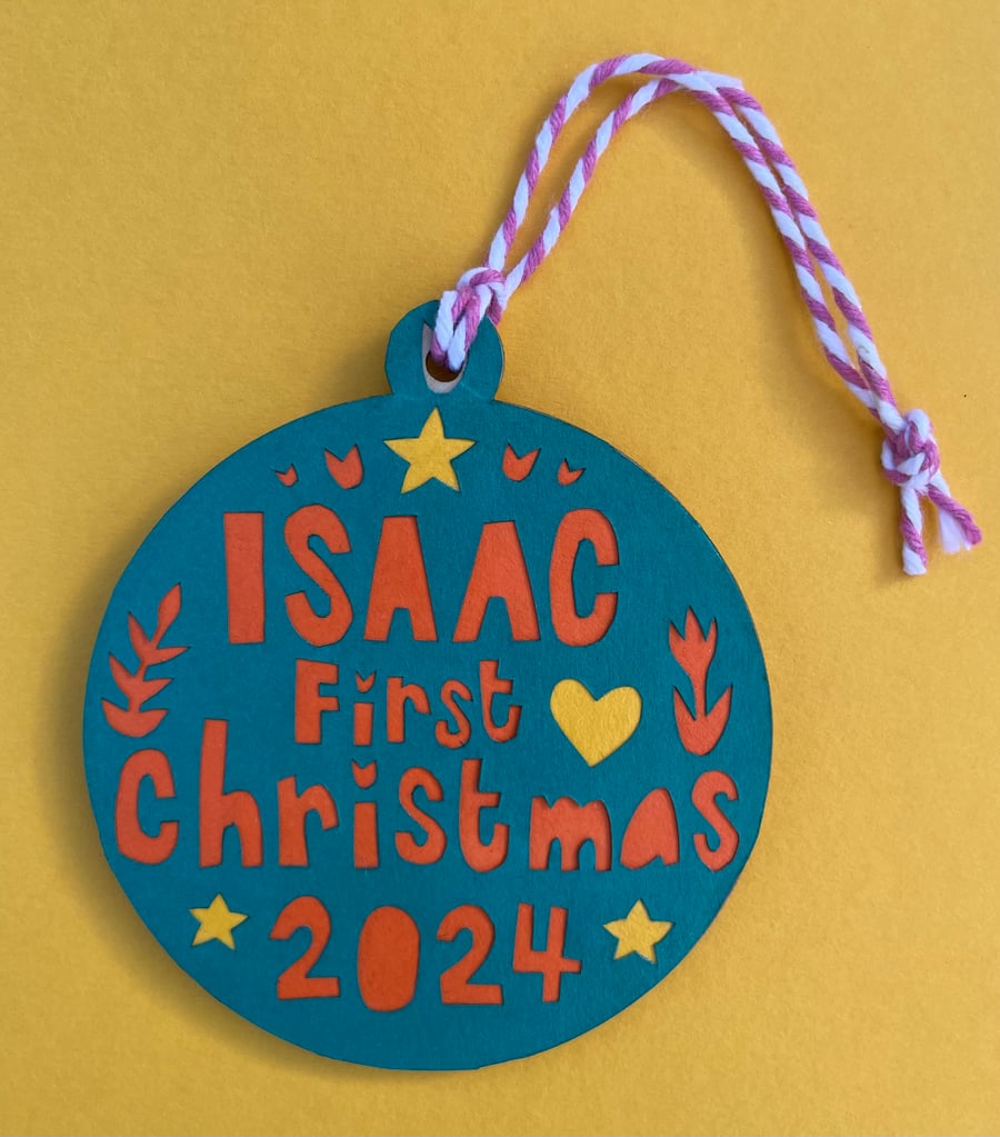 Personalised first Christmas decoration 