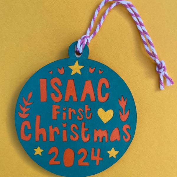 Personalised first Christmas decoration 