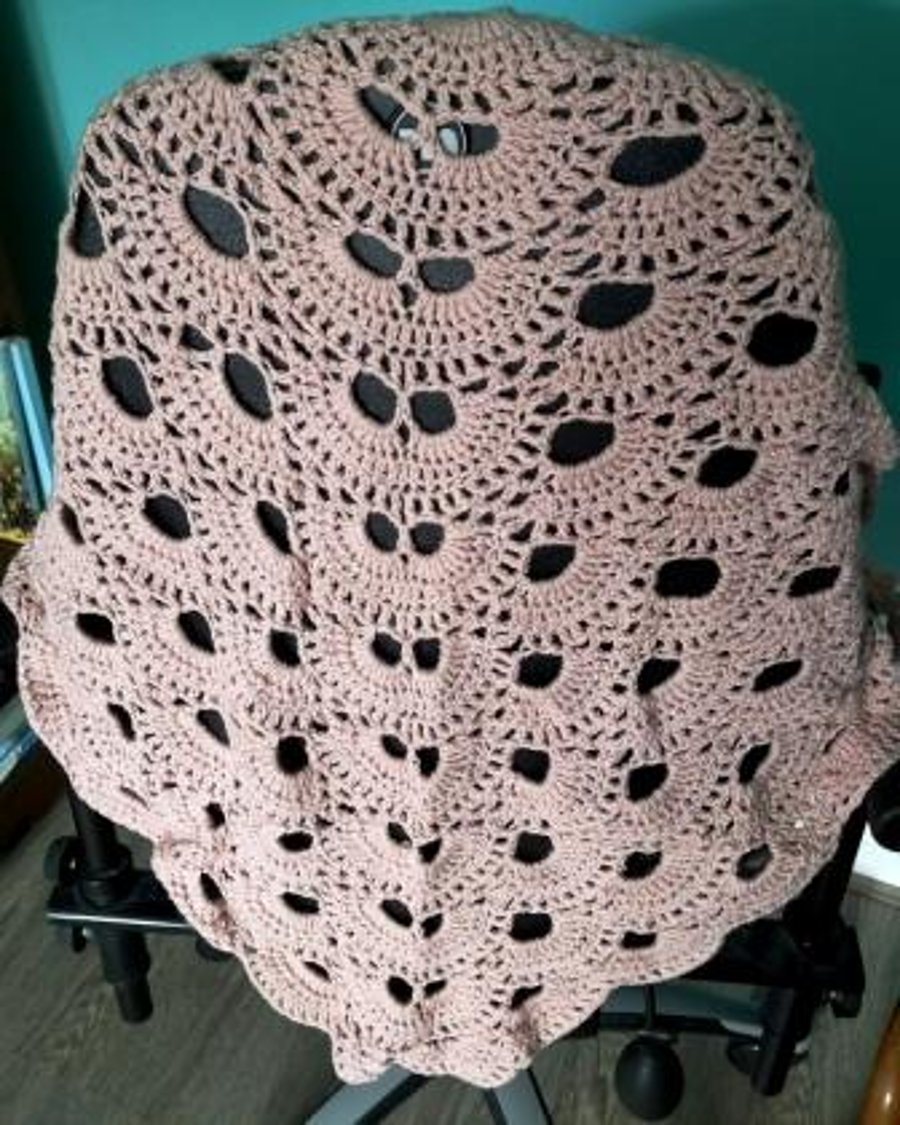 Lacy Crochet Shawl or Scarf in Pastel Pink 