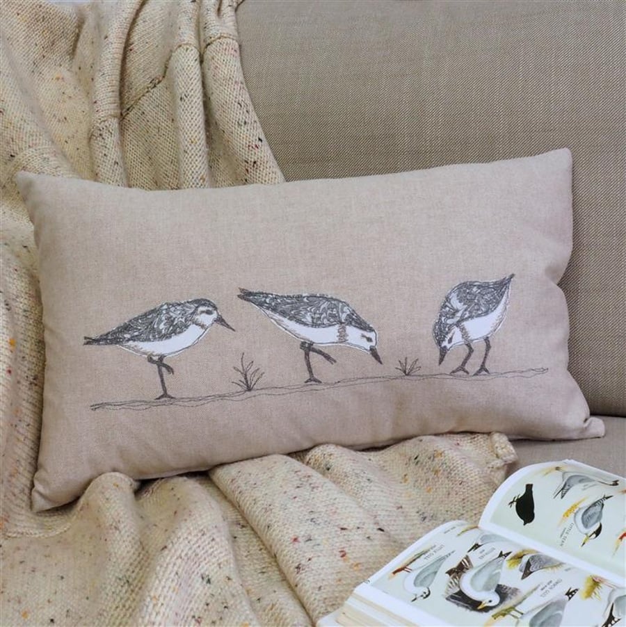 Cushion Sanderling Handmade Nature Wildlife Seabird Coastal 
