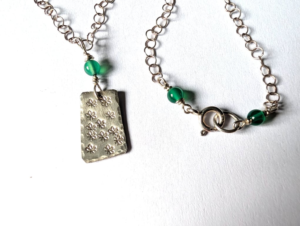 Dainty Daisy Necklace, Sterling Silver, Hand Stamped 