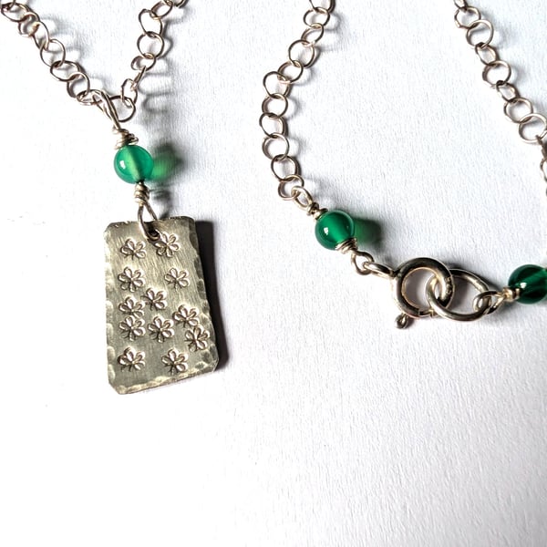 Dainty Daisy Necklace, Sterling Silver, Hand Stamped 