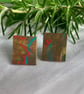 Turquoise Dash, Stainless Steel Post Earrings. - Image 5