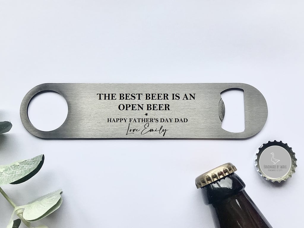 Personalised Fathers day beer bottle opener, Fathers day gift, Bar blade, Gifts 