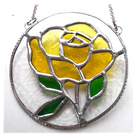 Rose Ring Suncatcher Stained Glass Yellow Handmade Gift Flower