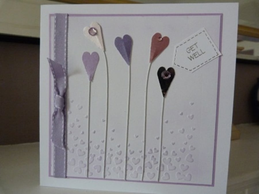 Heart Flower Get Well Card