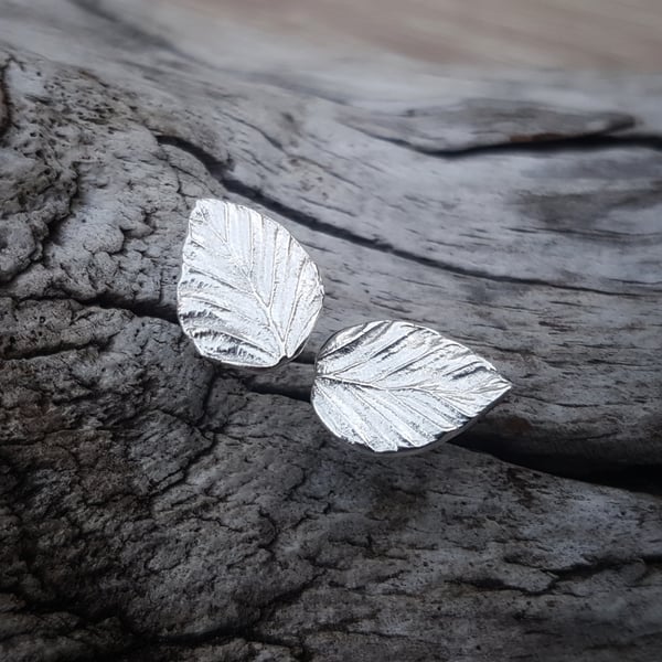 Beech leaf stud earrings 