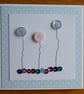 Pack of 3 Mini Blank Cards - Pastel Blue Button Flowers and Sequins - Image 3