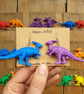 Purple and Blue Parasaurolophus Soft Plastic Dinosaur Earrings - Upcycled Toys
