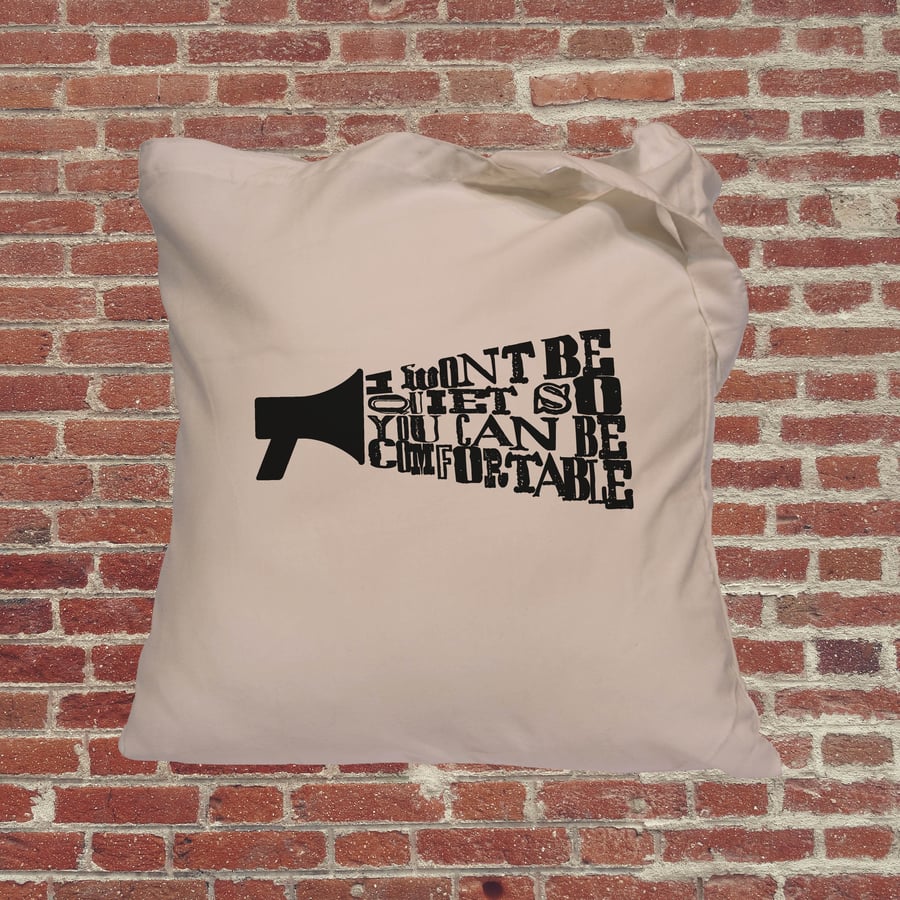 Feminist tote bag. Female empowerment, be heard, speak up