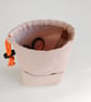 Pink Drawstring Ditty Bag. Upcycled Repurposed Canvas - Image 3