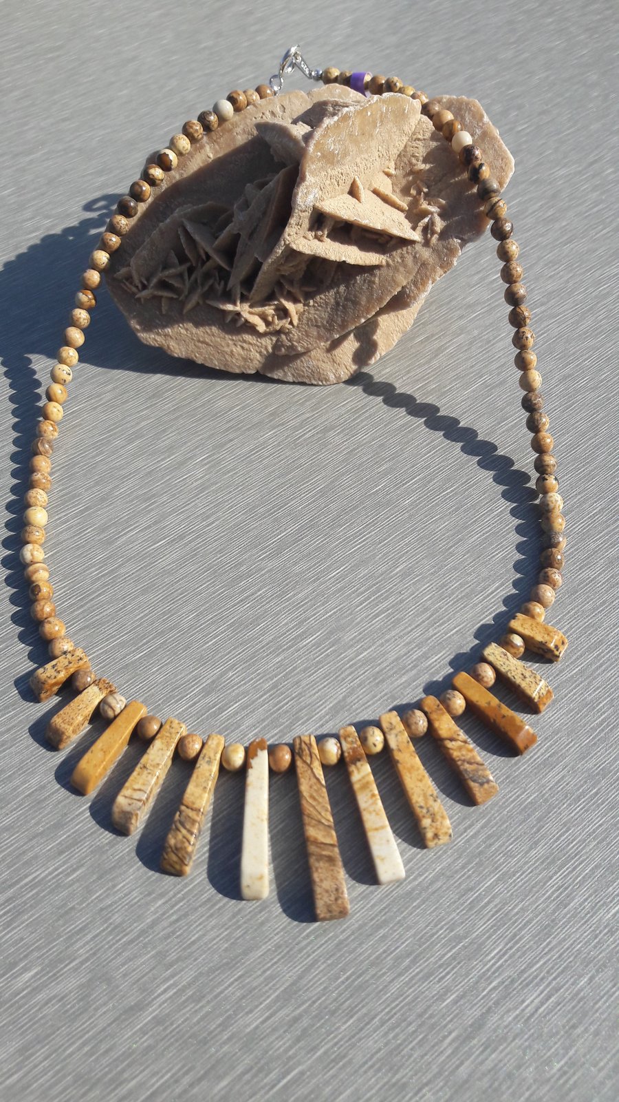 Picture Jasper Layout Bar Necklace