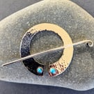 Shawl Pin in Sterling Silver with Turquoise