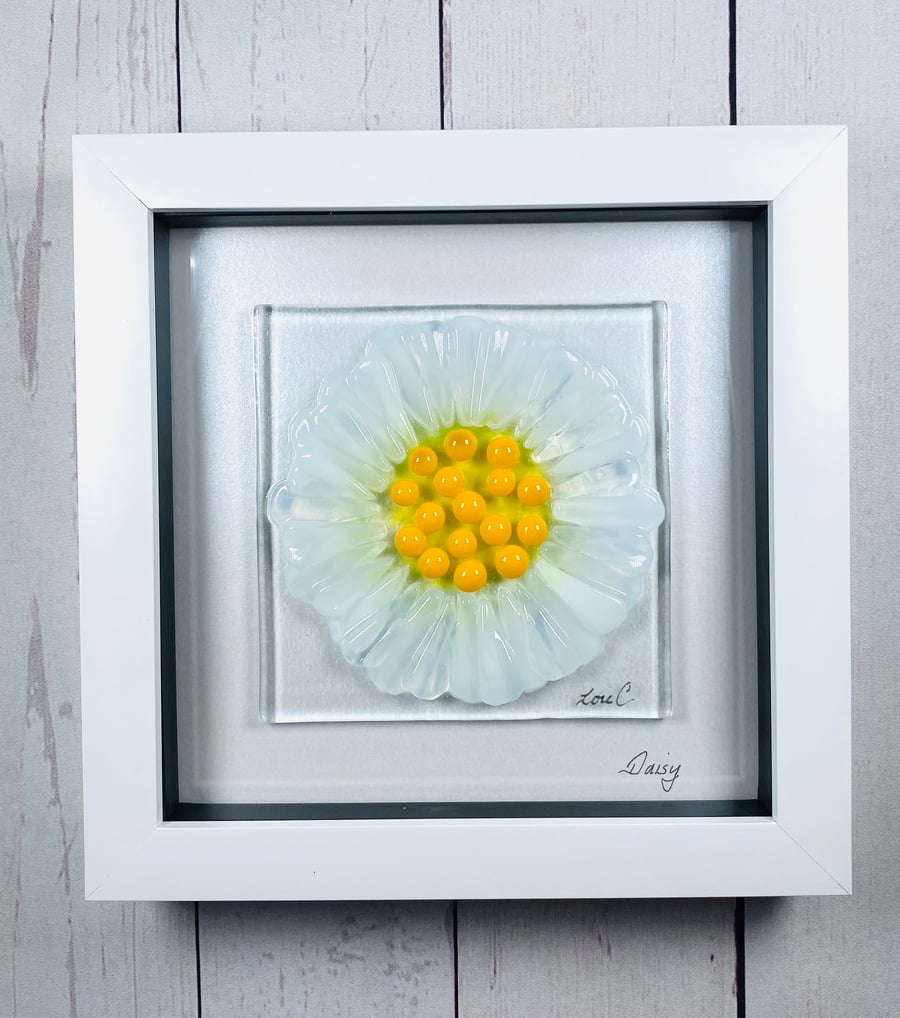 Fused glass daisy picture,glass art