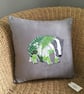 Handprinted & appliquéd cushion Woodland Badger