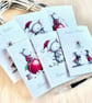 Cute Festive Mice Christmas Cards, pack of 6 with envelopes.