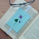 Elasticated Bookmark with Embroidered Violets