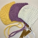 Traditional Style Baby Bonnets 100% Soft Egyptian Cotton Newborn Set of Three