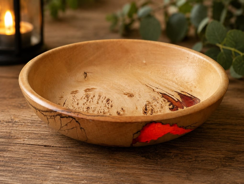 Handturned wooden Pippy Lime with Red Resin Bowl  