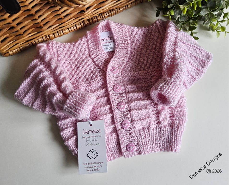 Designer Baby Girl's Hand Knitted Cardigan  3-9 months size