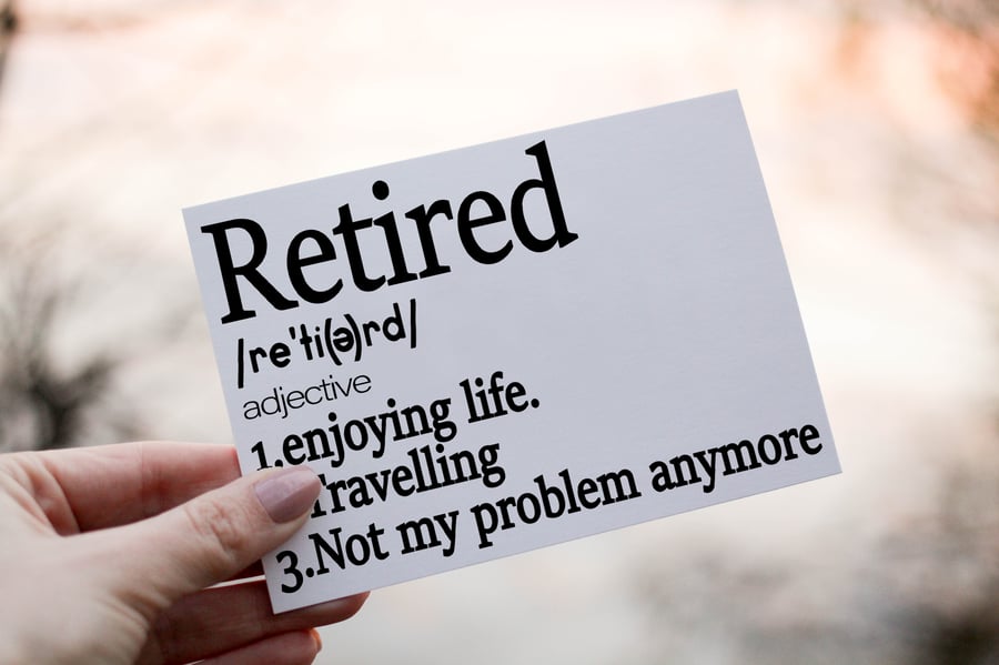Retirement Dictionary Card, Retirement Card, Personalised Card for Retirement