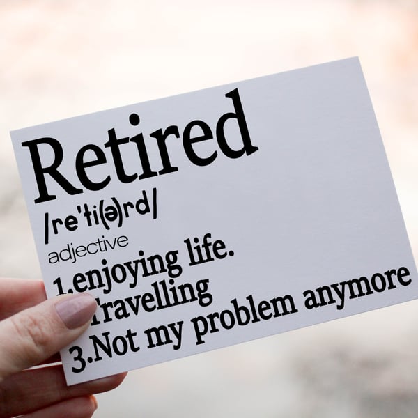 Retirement Dictionary Card, Retirement Card, Personalised Card for Retirement