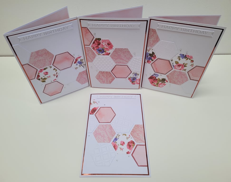 Birthday Cards Multipack - Set of 4 Birthday Cards & Coordinating Box