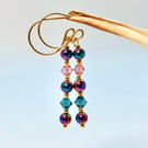 Rainbow Hematite & Crystal Earrings, Birthday, Anniversary, Sparkly Gift For Her