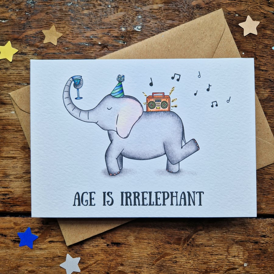 Elephant birthday card, Funny age birthday card, Best friend birthday card