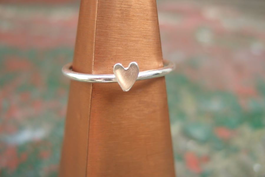 Sterling Silver Heart Stacking Ring