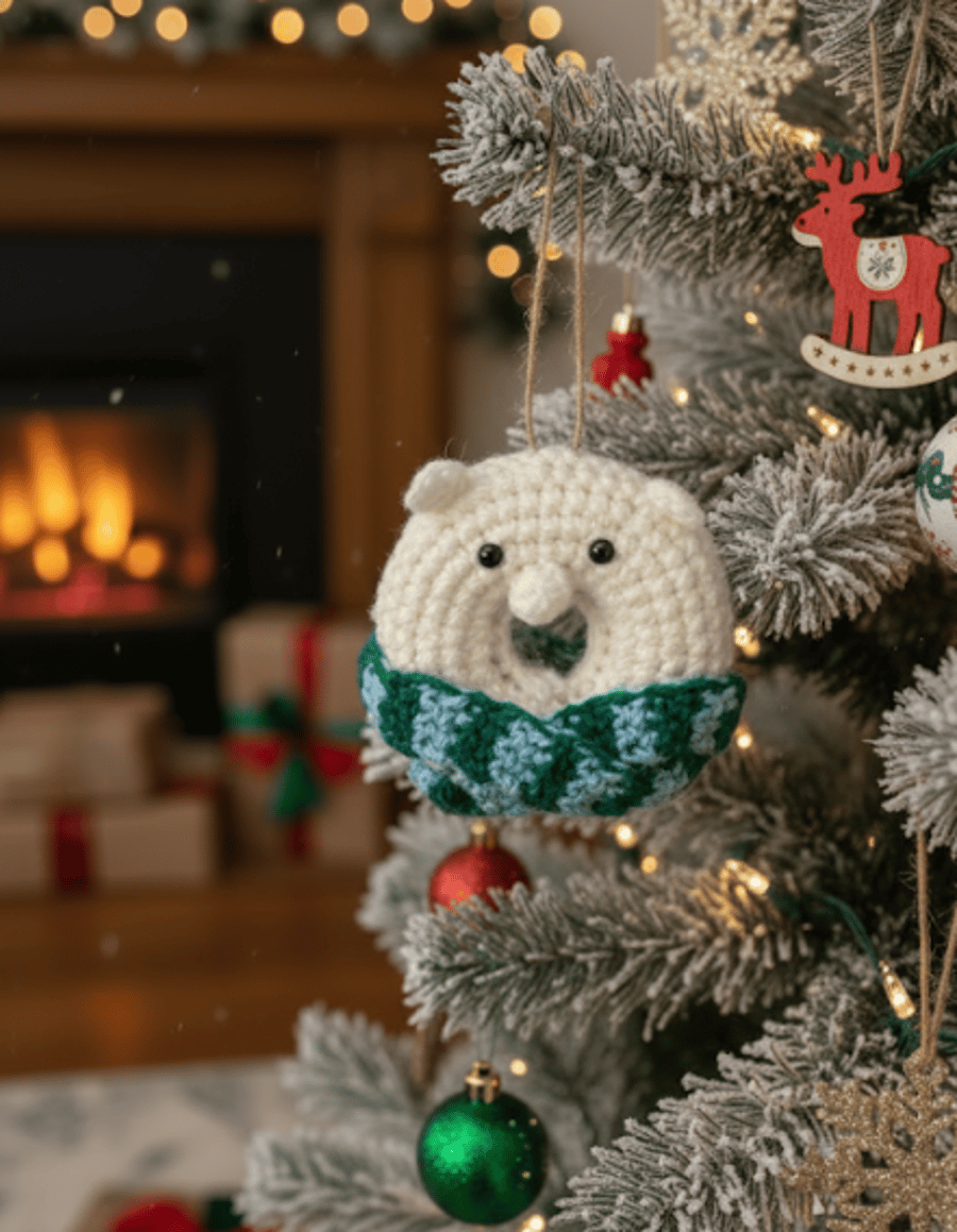 Crochet Christmas Polar Bear Bauble Crochet Christmas Car Ornament Christmas G