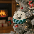 Crochet Christmas Polar Bear Bauble Crochet Christmas Car Ornament Christmas G
