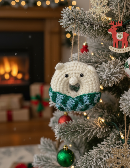 Crochet Christmas Polar Bear Bauble Crochet Christmas Car Ornament Christmas G