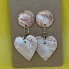 Dangle Heart Polymer Clay Earrings 