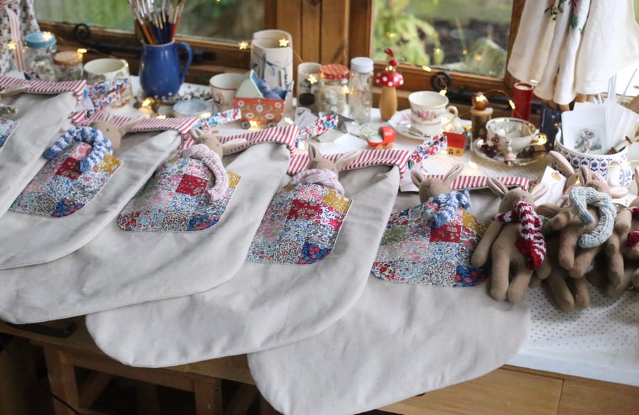 Heirloom Christmas Stocking - Liberty patchwork pocket