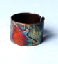 Etched copper bird on wing ring - adjustable size - Image 3