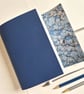 Dark Blue Leather Notebook or Journal, lined with a blue and grey marble paper