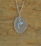 Beach glass pendant with sterling silver dolphin - Image 3